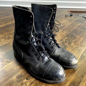 Black Leather Combat Boots